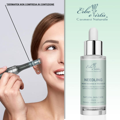 Siero Needling - Microneedling, Siero Antirughe, Filler ad alta concentrazione di Acido Ialuronico e Vitamina C - Trattamento Professionale 100% MADE IN ITALY