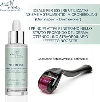 Siero Needling - Microneedling, Siero Antirughe, Filler ad alta concentrazione di Acido Ialuronico e Vitamina C - Trattamento Professionale 100% MADE IN ITALY