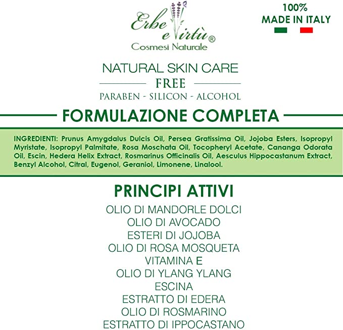 Olio Anticellulite 200 ml - Drenante Tonificante Riducente - Mix di Preziosi Fitoestratti - contro la ritenzione idrica